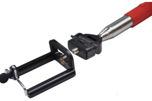 Selfie Stick Monopod statyw do telefonu bluetooth przycisk w uchwycie - Czerwony