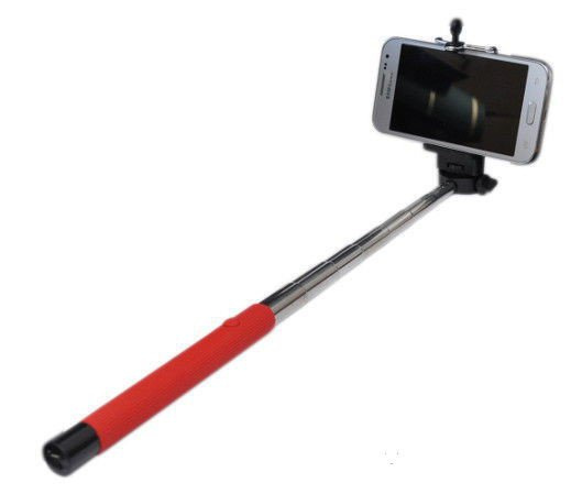 Selfie Stick Monopod statyw do telefonu bluetooth przycisk w uchwycie - Czerwony