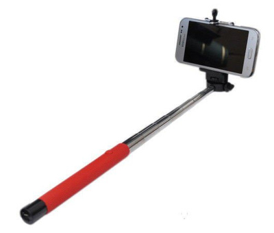 Selfie Stick Monopod statyw do telefonu bluetooth przycisk w uchwycie - Czerwony