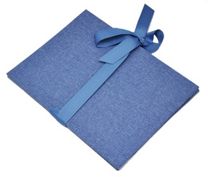 Album na zdjęcia harmonijka jamnik na 12 zdjęć w rozmiarze 15x21 cm -  LINEN BLUE  - Niebieski - materiał - płótno