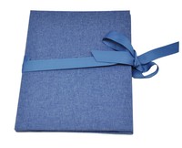 Album na zdjęcia harmonijka jamnik na 12 zdjęć w rozmiarze 15x21 cm -  LINEN BLUE  - Niebieski - materiał - płótno